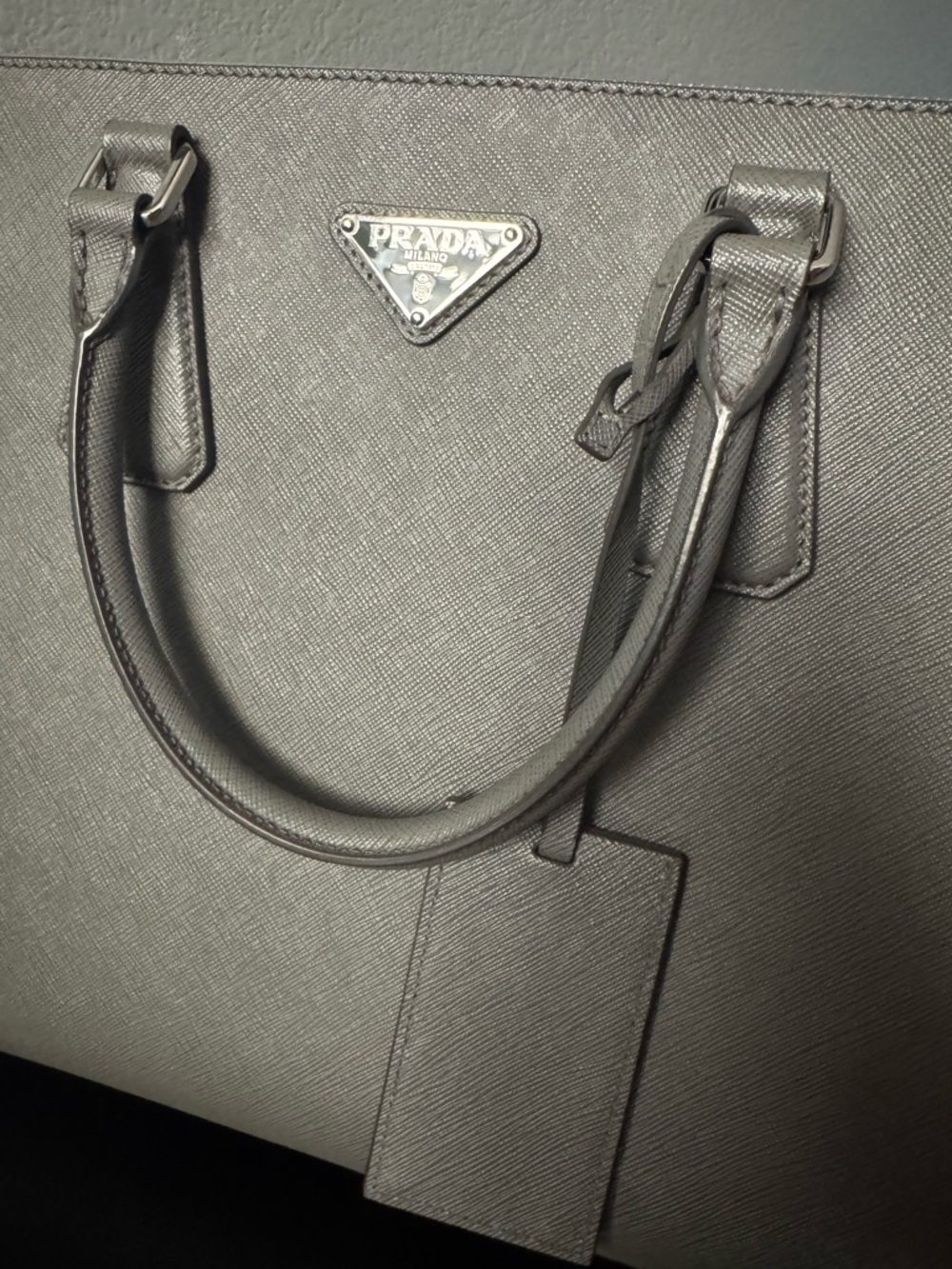 Prada Galleria |  Silver-Gray Saffiano Leather Structured Satchel - Picture 7 of 13